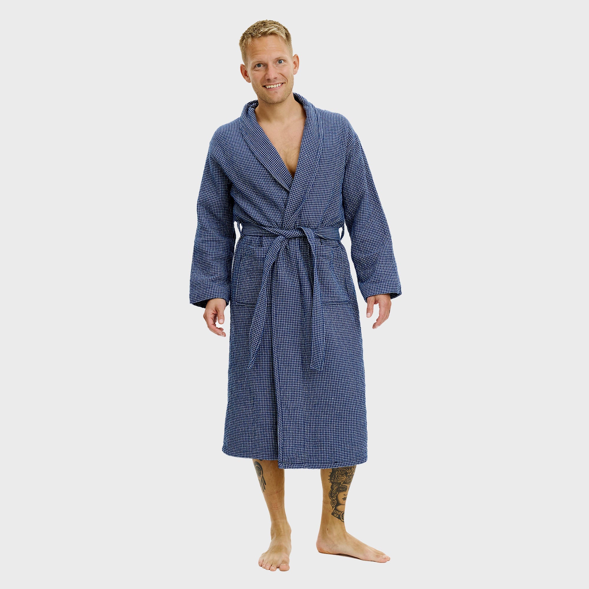 Badekåpe blårutete - onesize